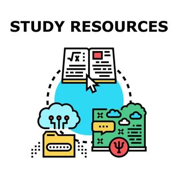 Study resources concept for academic learning and education Stock Illustration