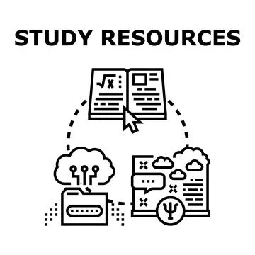 Study resources concept for academic learning and education Stock Illustration