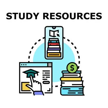 Study resources concept accessing online education materials Stock Illustration