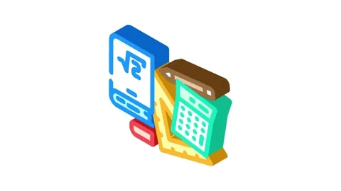 Study resources education platform isometric icon animation Stock Footage 327277428