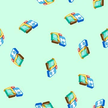 Study resources education platform isometric icon seamless pattern Illustrazione stock