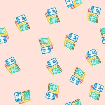 Study resources education platform vector seamless pattern 스톡 일러스트