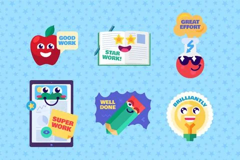 Study reward sticker in different form vector Stock Illustration