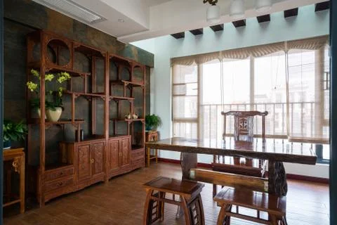 Study room with Chinese style Stock Photos
