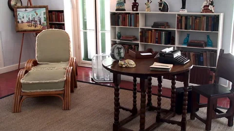 Study room of Ernest Hemingway at the Key West House. Stock Footage 51407335