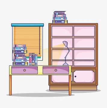 Study room interior Stock Illustration