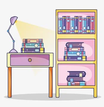 Study room interior Stock Illustration