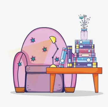 Study room interior Stock Illustration