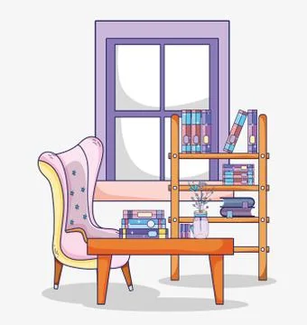Study room interior Stock Illustration