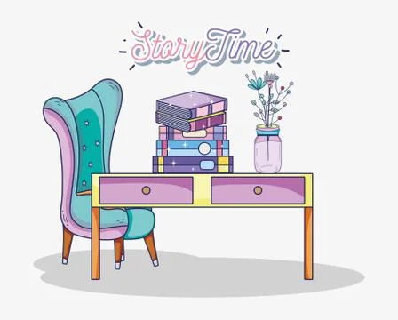 Study room interior Stock Illustration
