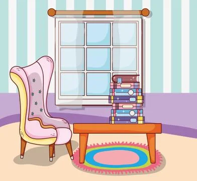Study room interior Stock Illustration