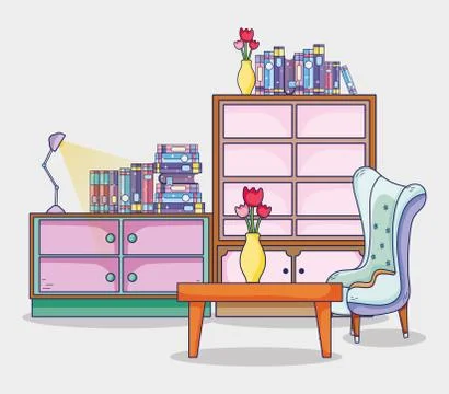 Study room interior Stock Illustration