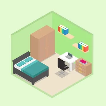 Study room isometric Stock Illustration