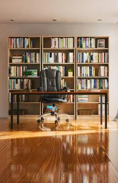 Study room, office or library background with book shelf Stock Illustration