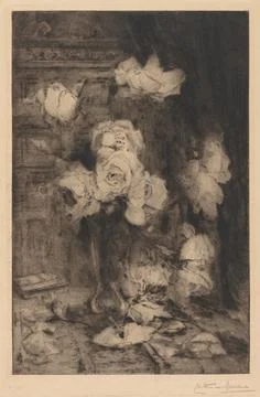 Study of Roses. Charles Nicolas Storm van 's-Gravesande (Dutch, 1841-1924)... Illustrazione stock