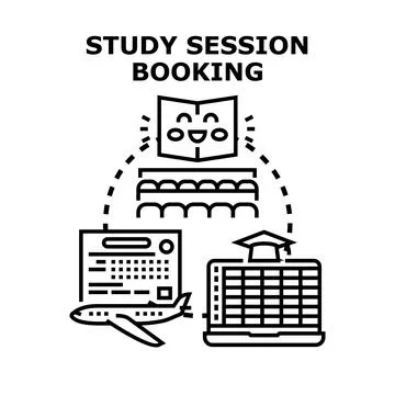 Study session booking online with education app Stock Illustration