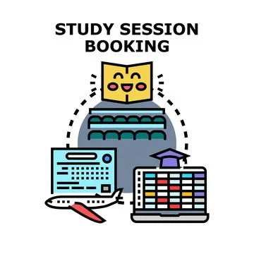Study session booking online with education app Stock Illustration