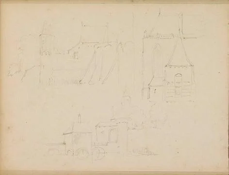 Study sheet with buildings. Study sheet with buildings. At the top left a ... Fotos de archivo
