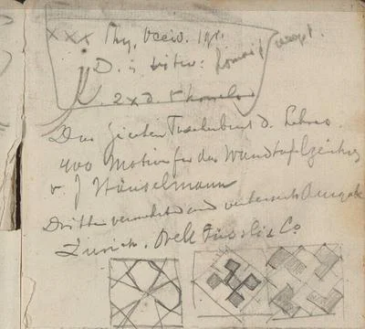 Study sheet with geometric patterns. Page 7 From a sketchbook with 29 shee... Foto stock