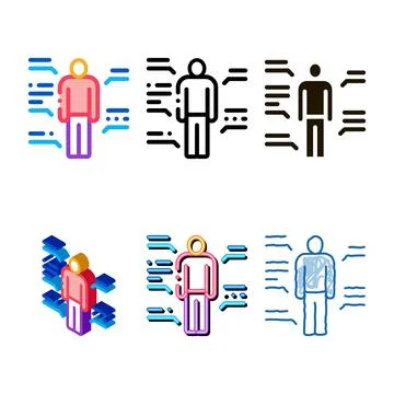 Study of simplified human functions icon vector outline イラスト素材