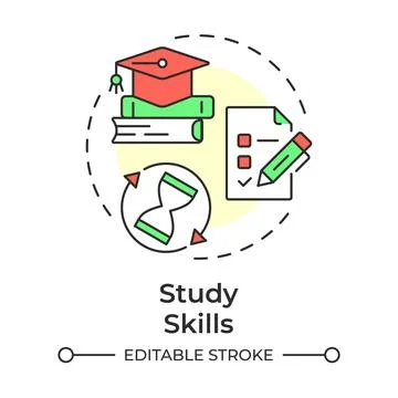 Study skills multi color concept icon Stock Illustration