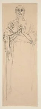 Study for a stained glass window picturing St. Peter, Paris. Artist: Edwin... 写真素材
