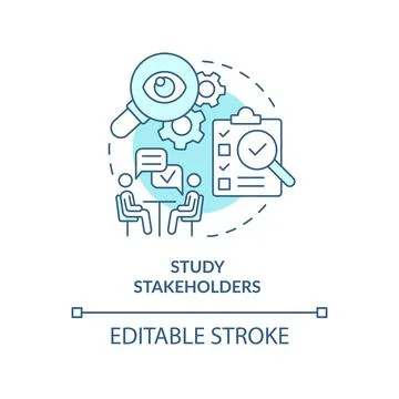 Study stakeholders turquoise concept icon Stock Illustration
