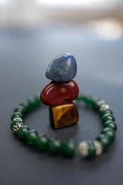 A Study in Stones - Gemstone Stack and Beaded Circle Stock Photos