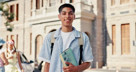 Study, student and face of man in college for learning opportunity, future and Stock Footage 329365323