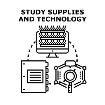 Study supplies and technology for modern education concept Stock Illustration