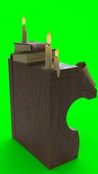 Study table with candle with green background Stock Illustration