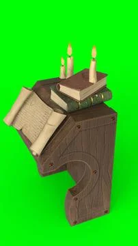 Study table with candle with green background Stock Illustration