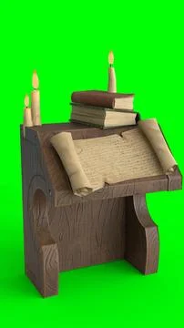 Study table with candle with green background Stock Illustration