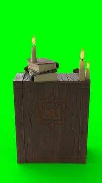 Study table with candle with green background Stock Illustration