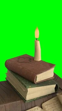 Study table with candle with green background Stock Illustration