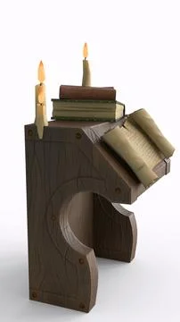 Study table with candle with white background Stock Illustration