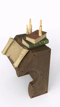 Study table with candle with white background Stock Illustration