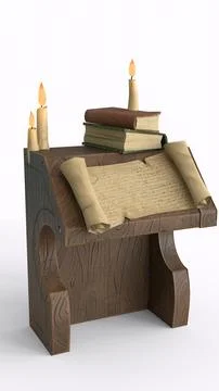 Study table with candle with white background Stock Illustration