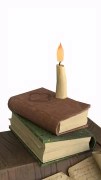 Study table with candle with white background Stock Illustration