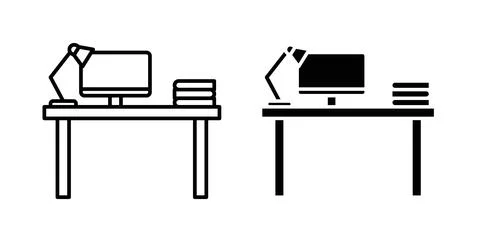 Study table icon in black and white. vector icon pack for websites 스톡 일러스트