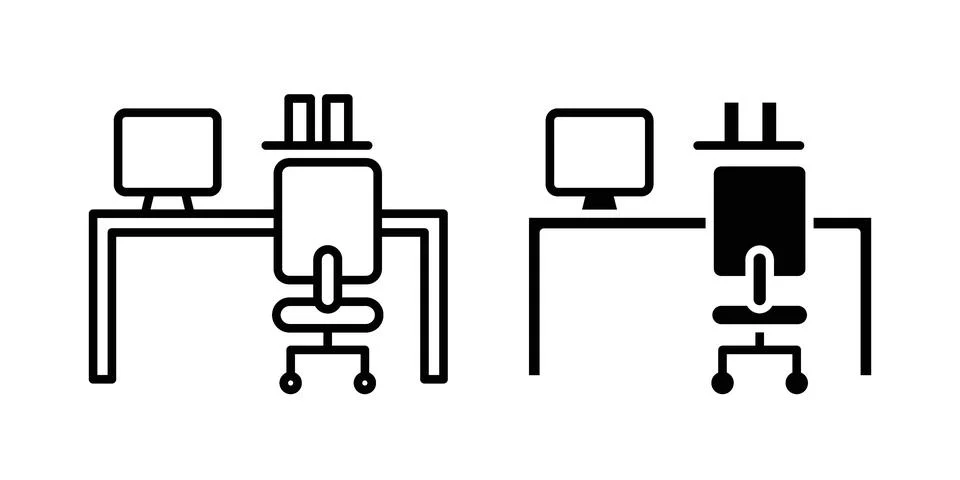 Study table icon black vector isolated on white 스톡 일러스트
