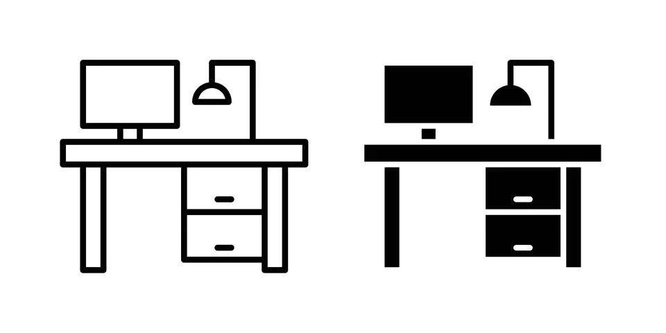 Study table icon concept logo design collection 스톡 일러스트