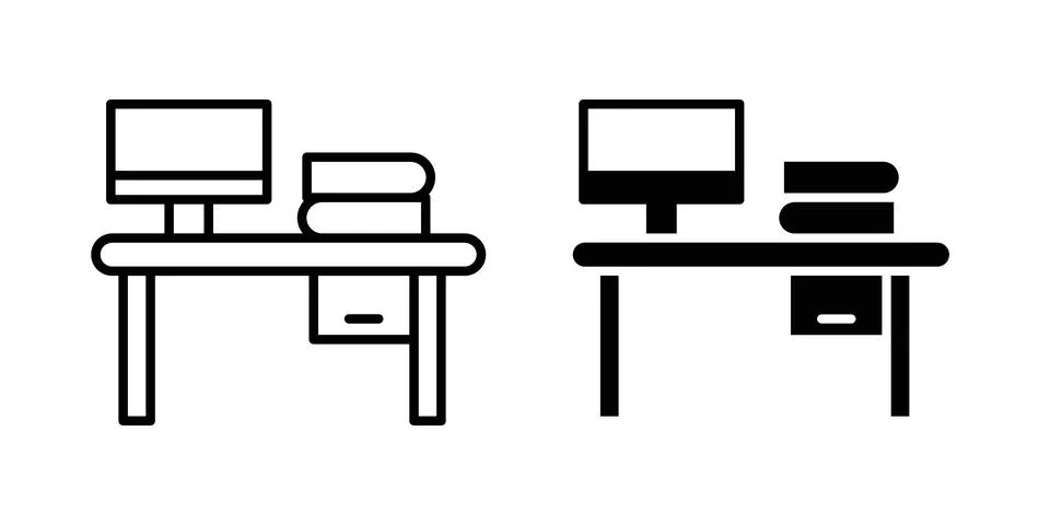 Study table icon design. Illustration icons in linear and clipart pack Stock Illustration
