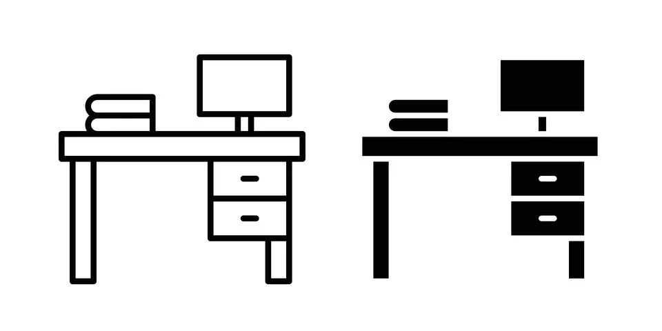Study table icon modern style vectors set 스톡 일러스트