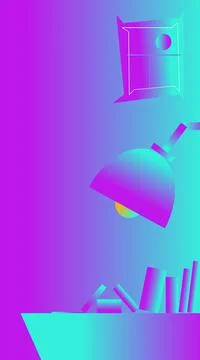 A Study Table with Lamp and Books 스톡 일러스트