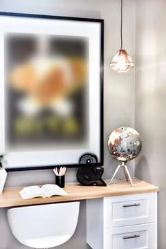 Study Table With Modern Chair Stock Photos