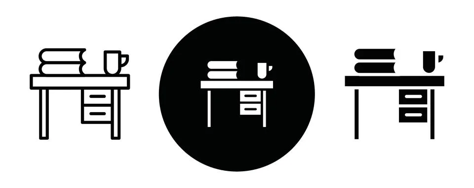 Study table outline icon collection or set. Study table Thin vector line art Illustrazione stock