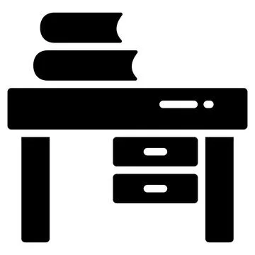 Study table vector glyph icon, school and education icon. Stock Illustration