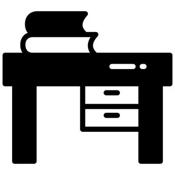 Study table vector glyph icon, school and education icon. Stock Illustration