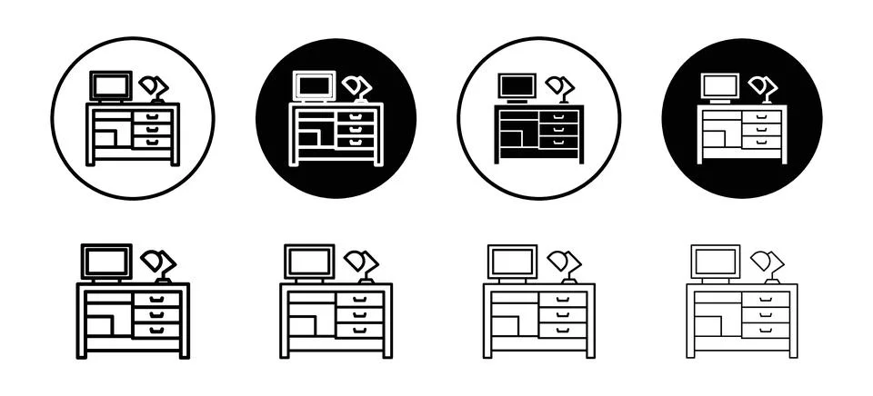 Study table vector icon set collection. Study table Outline flat Icon. Stockillustratie